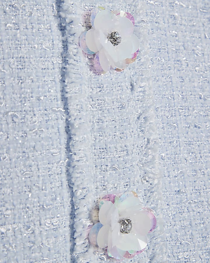 Girls Blue Embellished Boucle Skirt