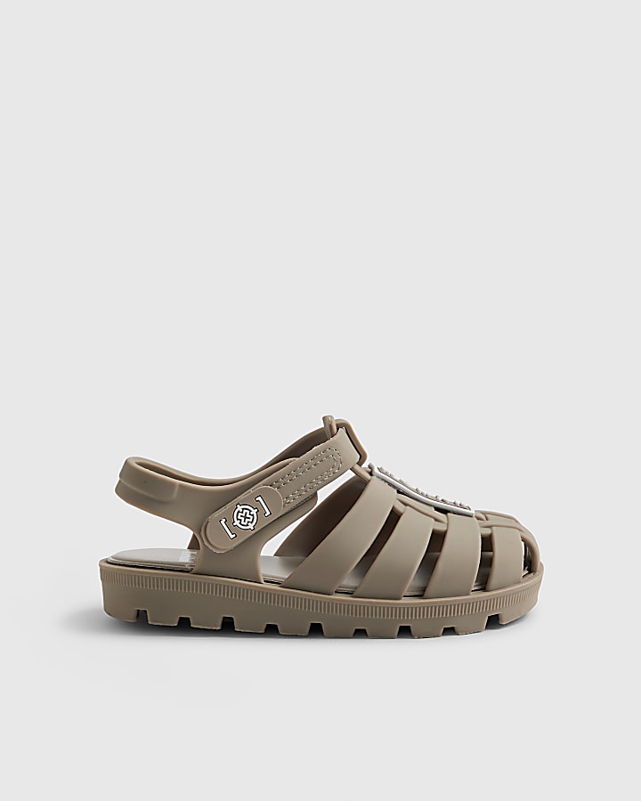 Mini Boys Beige Caged Jelly Sandals