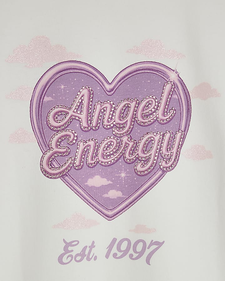 Girls White Angel Energy T-Shirt