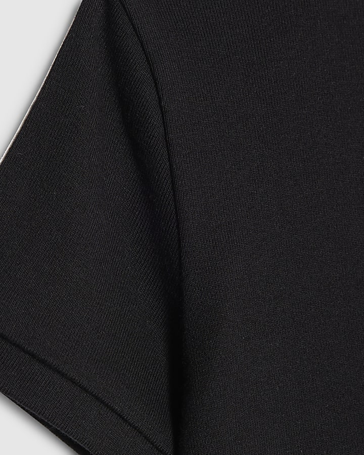Girls Black Side Stripe T-shirt