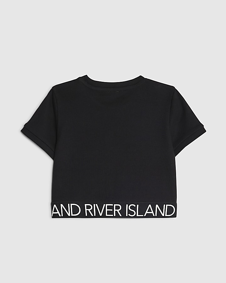 Girls Black Side Stripe T-shirt