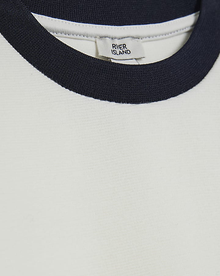 Mini Boys Cream Ribbed Palais T-Shirt