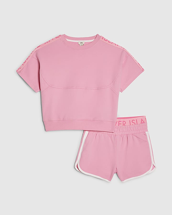 Girls Pink T-Shirt and Runner Shorts Set
