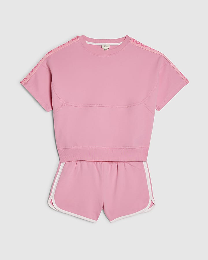 Girls Pink T-Shirt and Runner Shorts Set