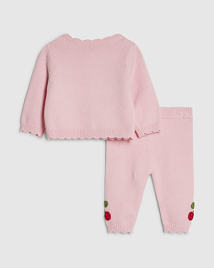 Baby Girls Pink Strawberry Cardigan Set