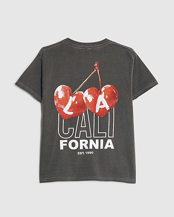 Girls Grey LA Cherry T-Shirt
