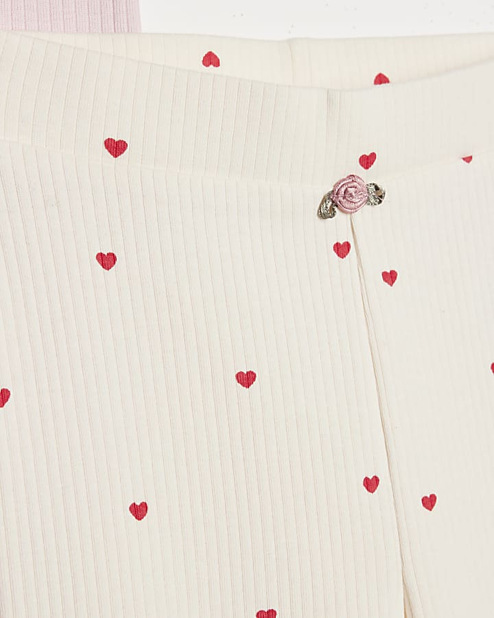 Mini Girls Pink Ribbed Pack Of 2 Trousers