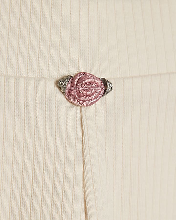 Mini Girls Pink Rib Floral Pack Of 2 Leggings