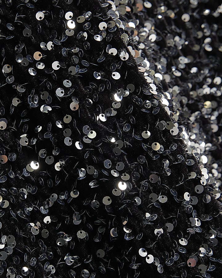 Girls Black Sequin Bow Dress