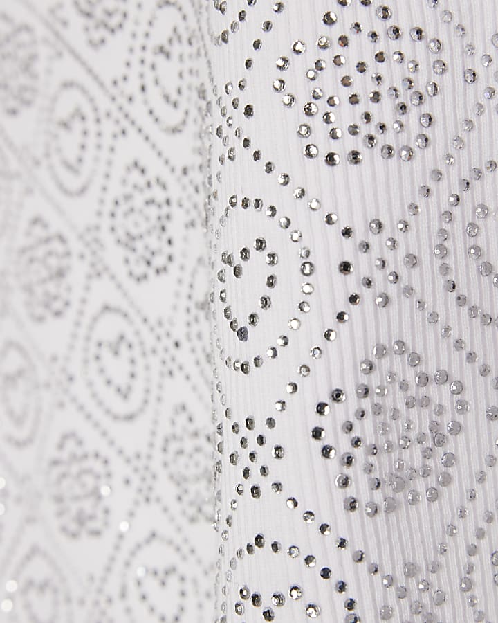 Girls White RI Diamante Tank Top