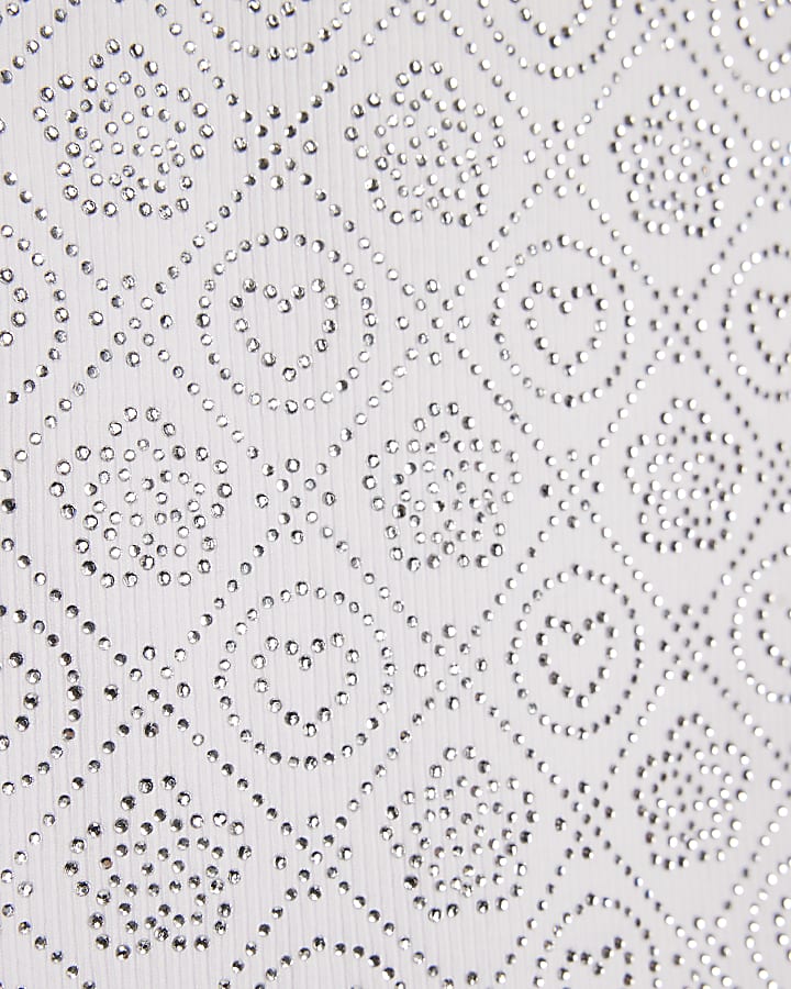 Girls White RI Diamante Tank Top