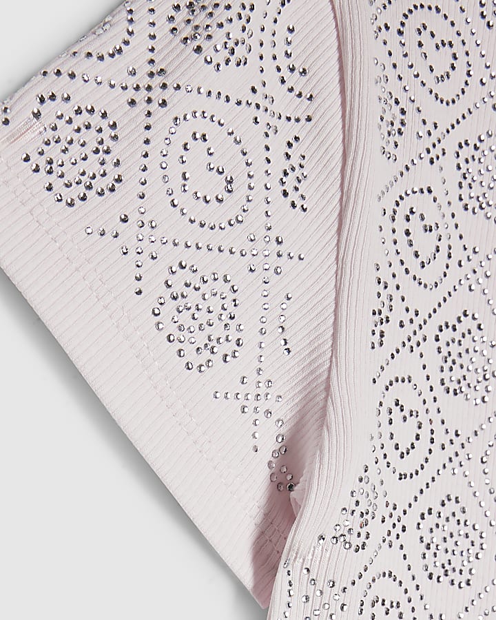 Girls Pink RI Diamante T-Shirt