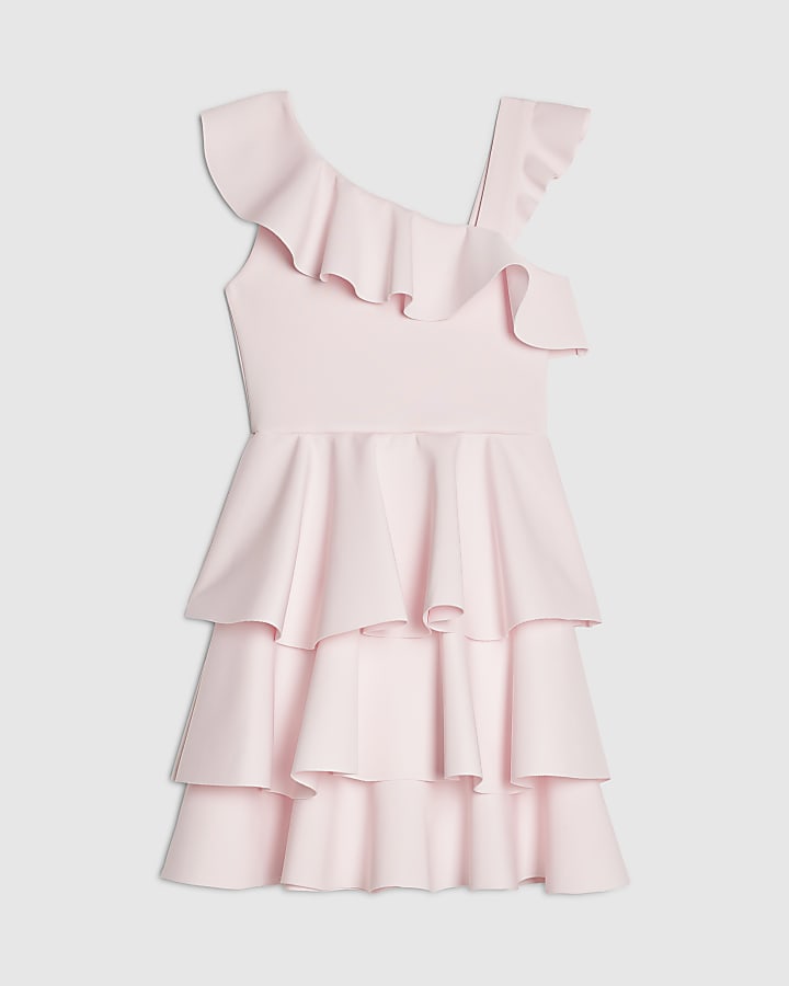 Girls Pink Asymmetric Dress
