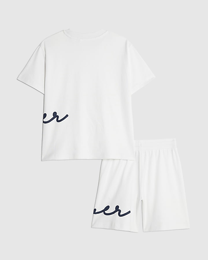 Boys White River T-Shirt And Shorts Set