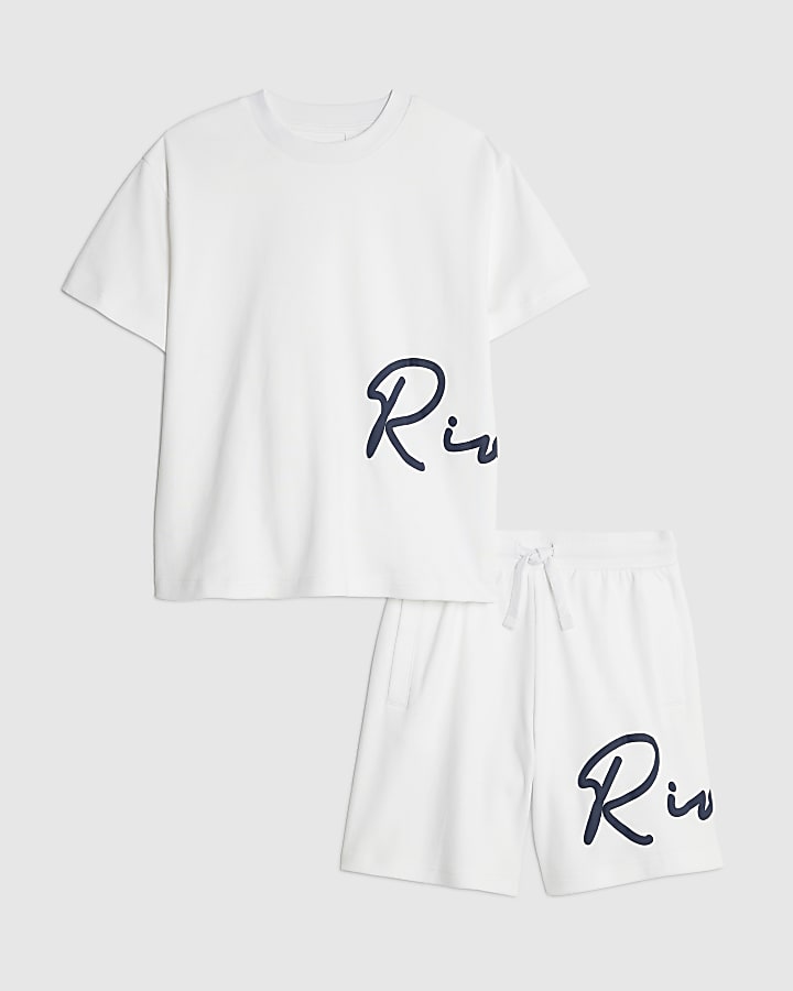 Boys White River T-Shirt And Shorts Set