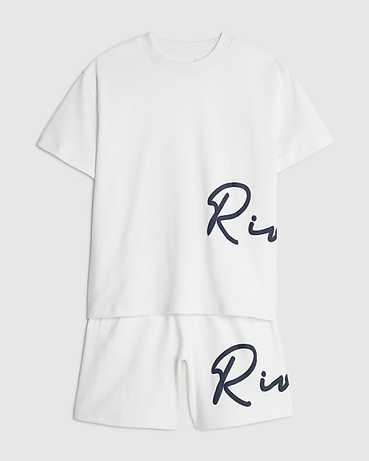 Boys White River T-Shirt And Shorts Set