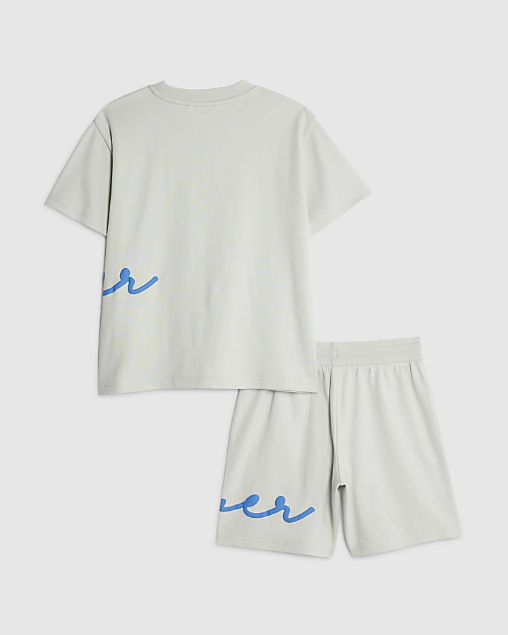 Boys Grey River T-Shirt And Shorts Set