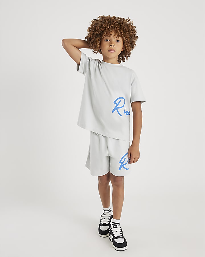 Boys Grey River T-Shirt And Shorts Set