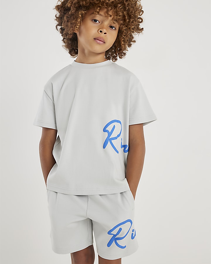 Boys Grey River T-Shirt And Shorts Set