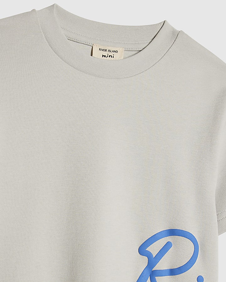 Mini Boys Grey River T-Shirt And Shorts Set