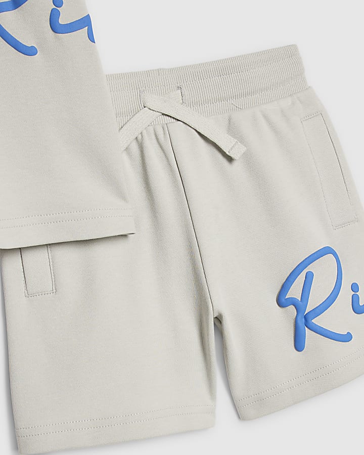 Mini Boys Grey River T-Shirt And Shorts Set