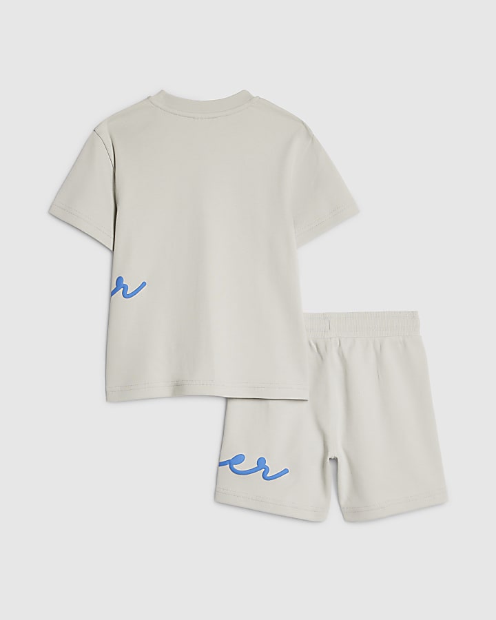 Mini Boys Grey River T-Shirt And Shorts Set