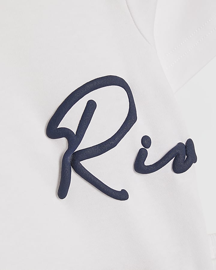 Mini Boys White Oversized River T-Shirt Set