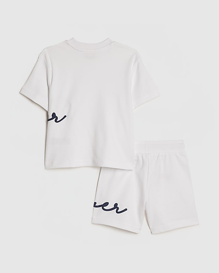 Mini Boys White Oversized River T-Shirt Set