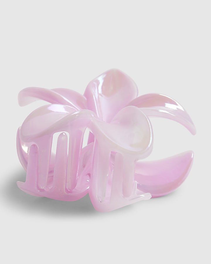 Girls Pink Marble Floral Hair Claw Clip