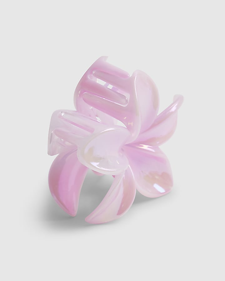 Girls Pink Marble Floral Hair Claw Clip
