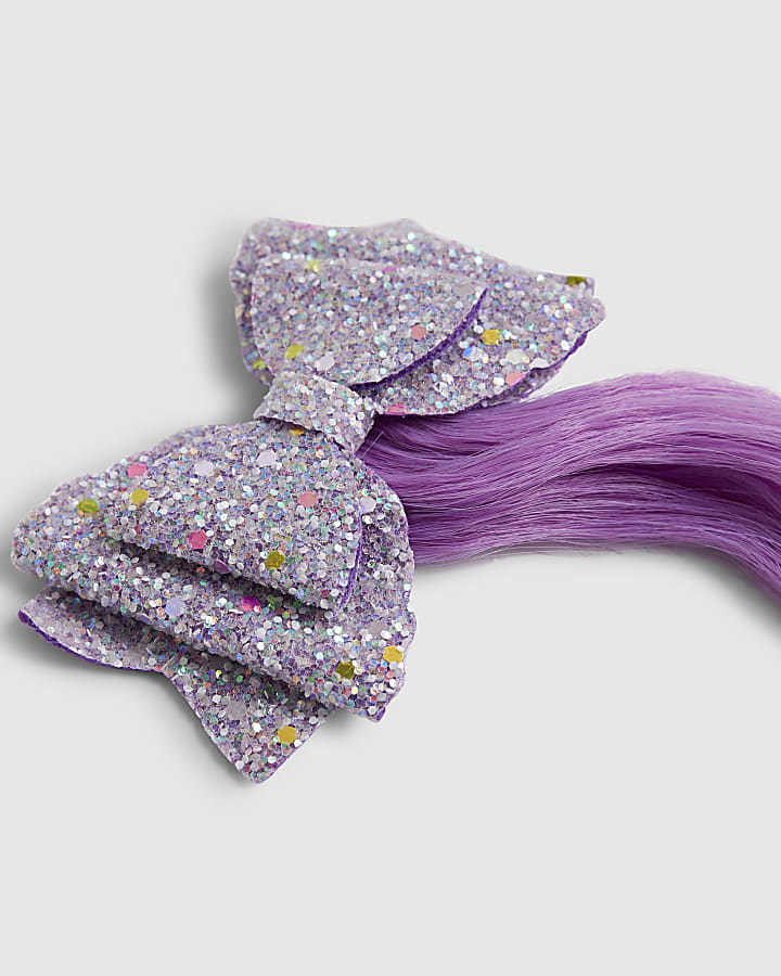 Girls Multi Colour Sparkle Bow Faux Hair