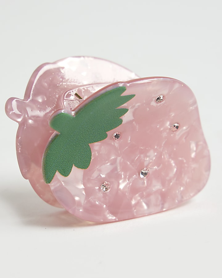 Girls Pink Strawberry Claw Hair Clip