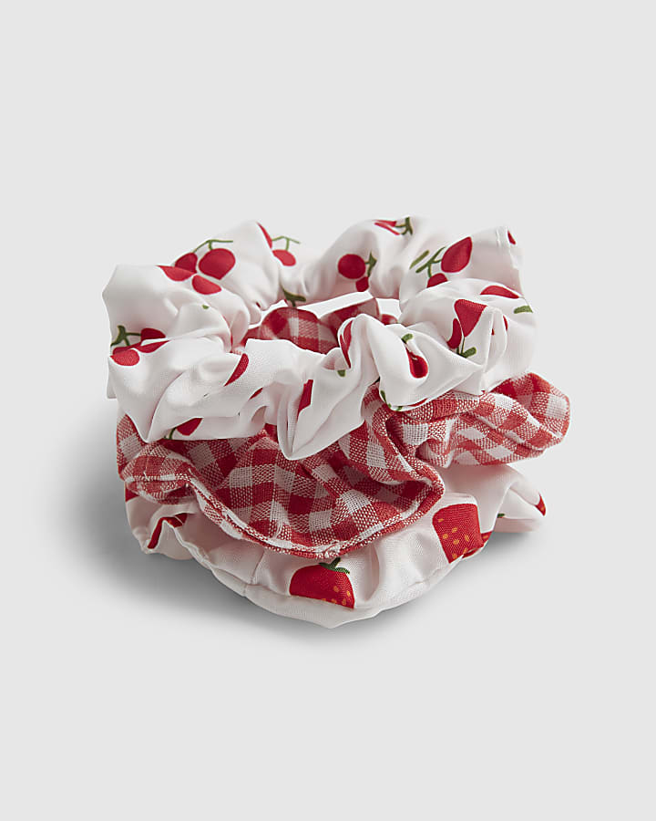 Girls Red Print Pack of 3 Scruchies