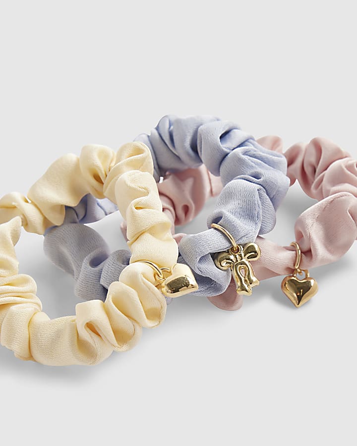 Girls Multi Colour Charm Pack Of 3 Scrunchies