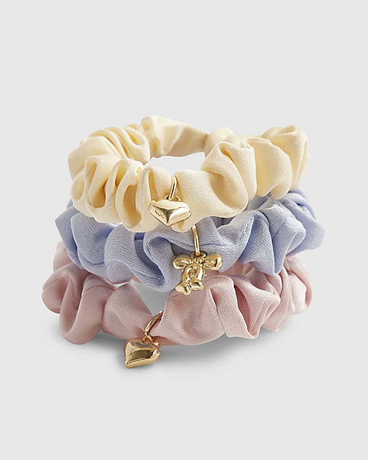 Girls Multi Colour Charm Pack Of 3 Scrunchies