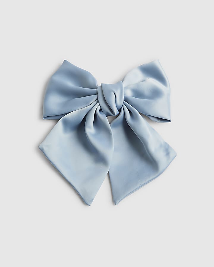 Girls Blue Satin Bow Hair Clip