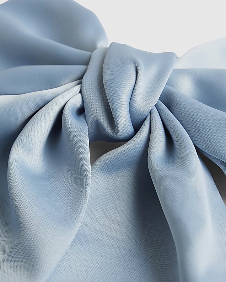 Girls Blue Satin Bow Hair Clip
