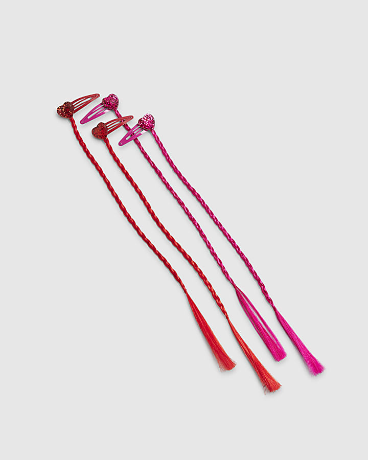 Girls Red Faux Hair Heart Hairband Pack of 3