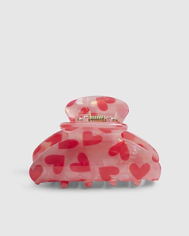 Girls Pink Heart Claw Hair Clip