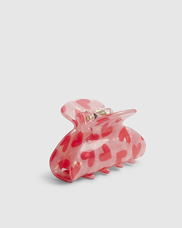Girls Pink Heart Claw Hair Clip