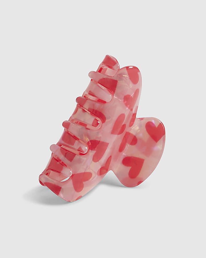 Girls Pink Heart Claw Hair Clip