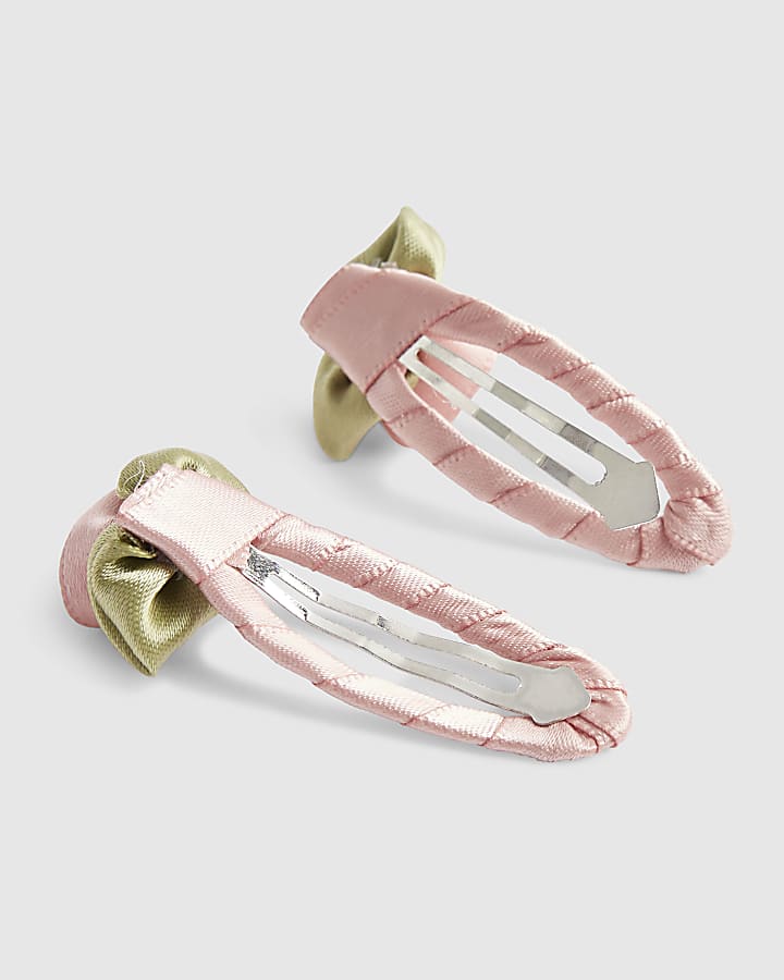 Girls Pink Roses Pack Of 2 Hair Clips