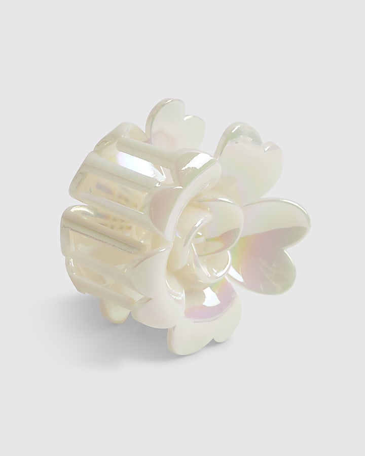 Girls Cream Rose Flower Claw Hair Clip