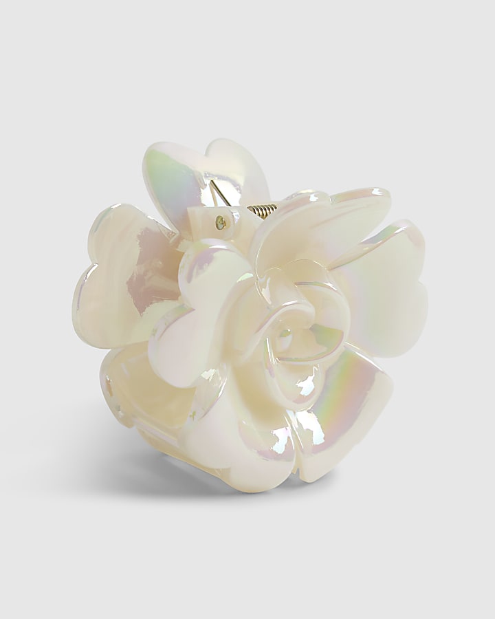 Girls Cream Rose Flower Claw Hair Clip