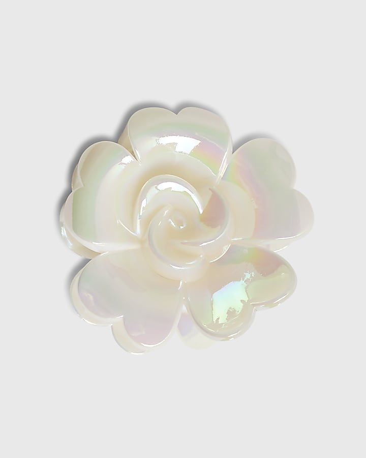 Girls Cream Rose Flower Claw Hair Clip