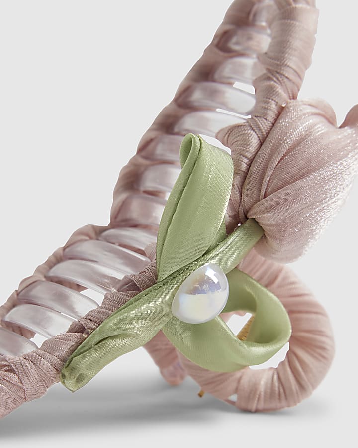 Girls Pink Tulip Claw Hair Clip