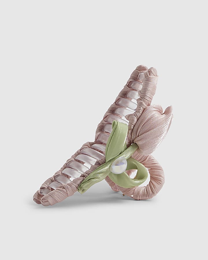 Girls Pink Tulip Claw Hair Clip