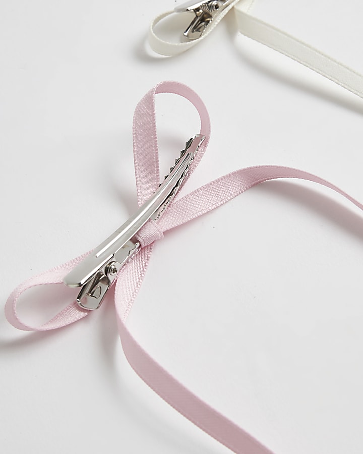 Girls Pink Bow Hair Clips Pack of 2