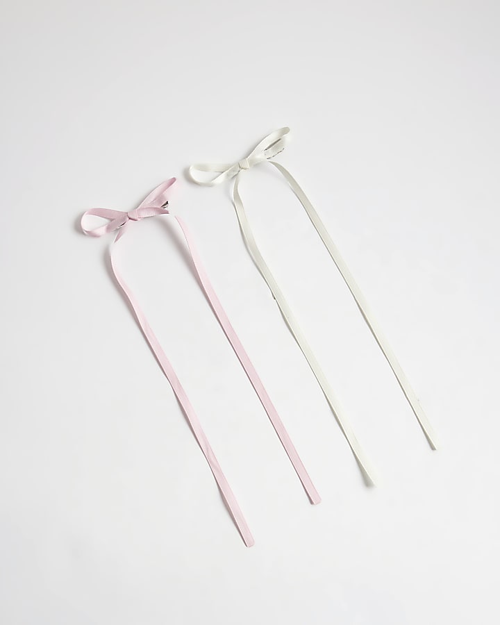 Girls Pink Bow Hair Clips Pack of 2