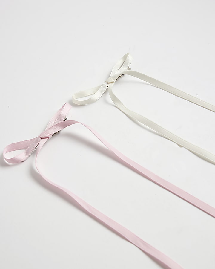 Girls Pink Bow Hair Clips Pack of 2
